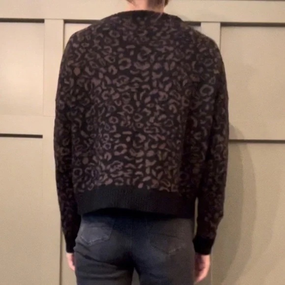Free People Leopard Print Sweater Alpaca Wool Blend Oversized Size Small - Picture 4 of 13
